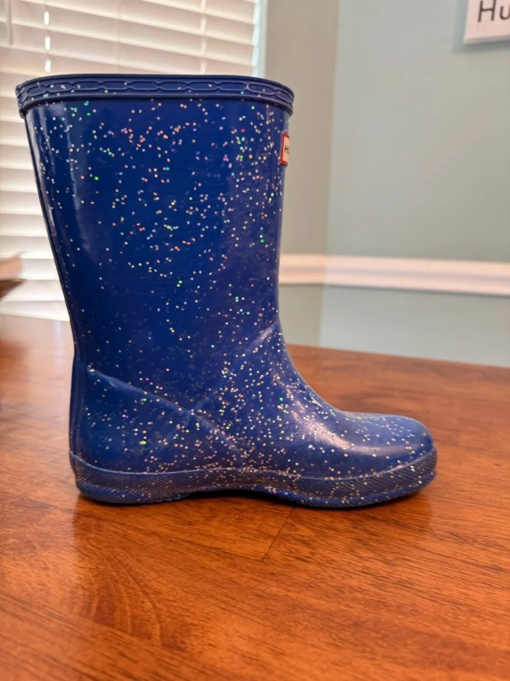 Hunter Kids First Classic Giant Glitter Rain Boots Blue Size 13/1